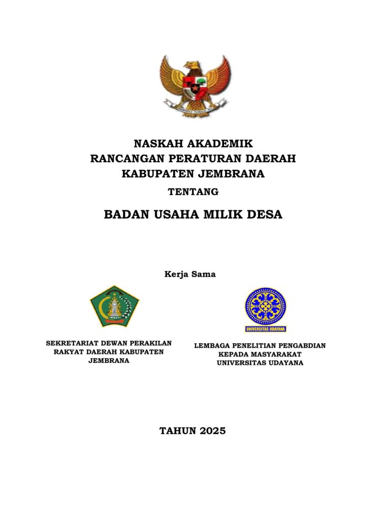 NASKAH AKADEMIK – RANCANGAN PERATURAN DAERAH KABUPATEN JEMBRANA TENTANG BADAN USAHA MILIK DESA